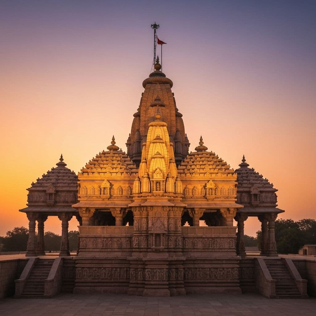 Spiritual architecture near Sri Janaki Mahal Trust at golden hour - Ayodhya