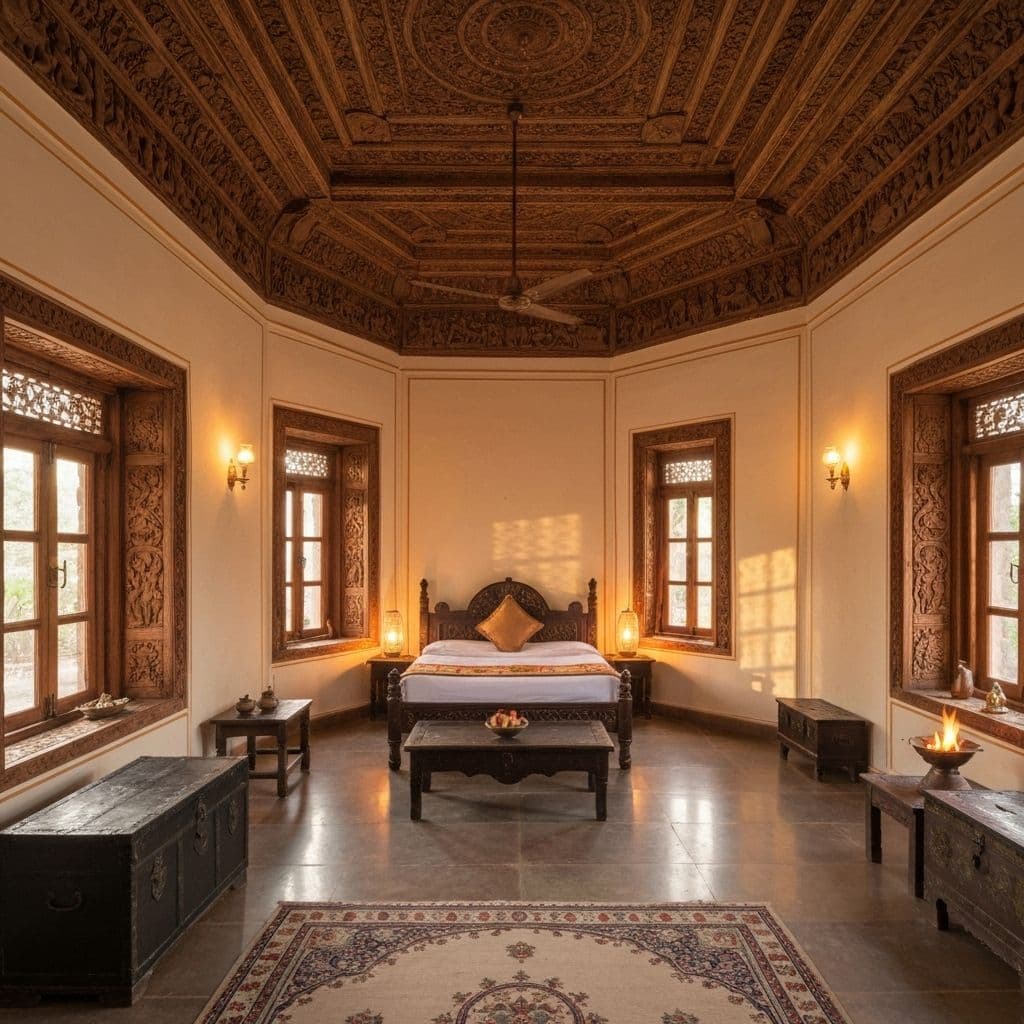 Clean room interior at Sri Janaki Mahal Trust - affordable dharmshala in Ayodhya